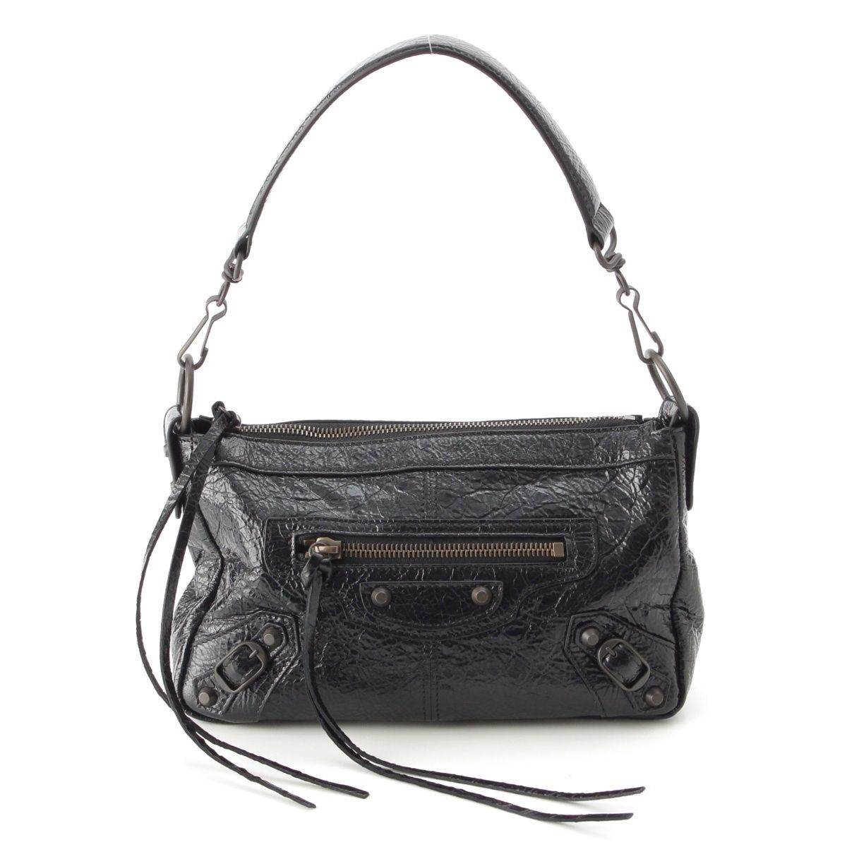 Balenciaga le City Moto Leather Mini 2-Way Handbag Black