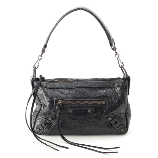 Balenciaga le City Moto Leather Mini 2-Way Handbag Black