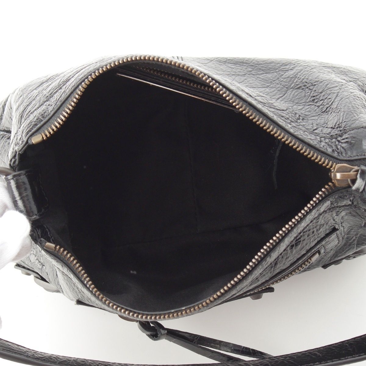 Balenciaga le City Moto Leather Mini 2-Way Handbag Black — view 7