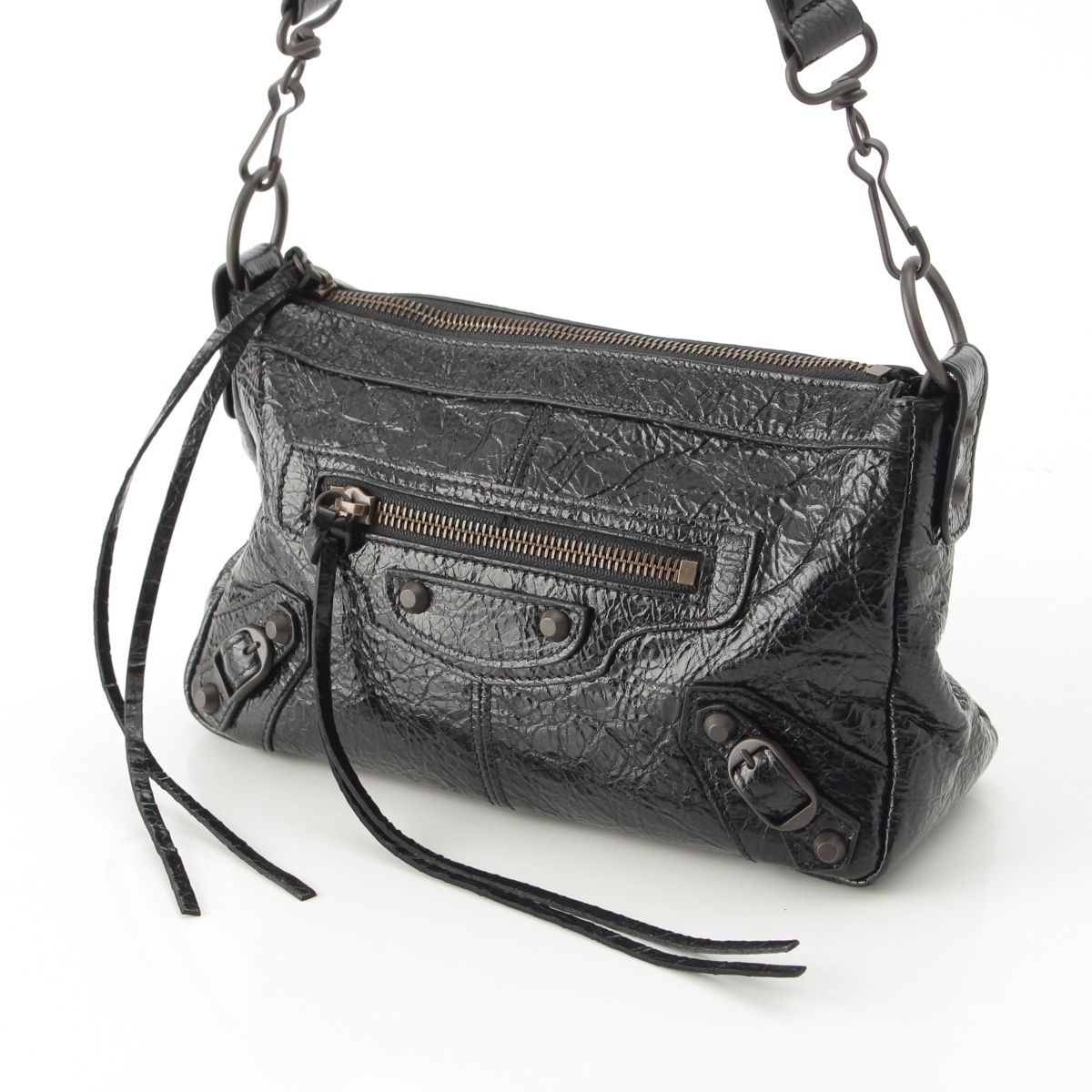 Balenciaga le City Moto Leather Mini 2-Way Handbag Black — view 3