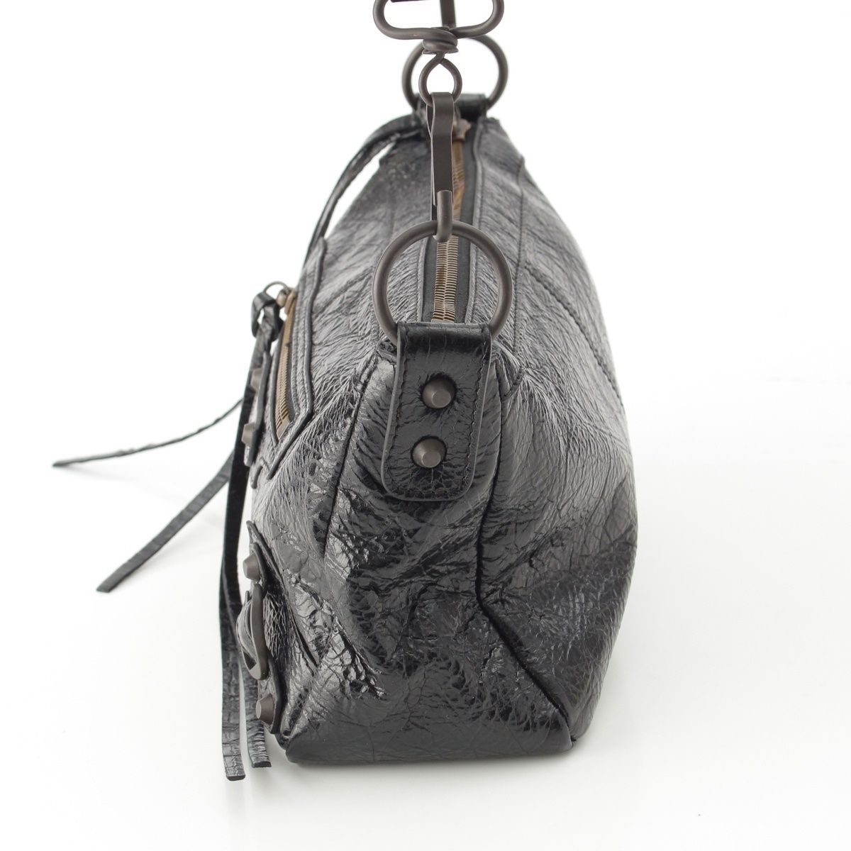 Balenciaga le City Moto Leather Mini 2-Way Handbag Black — view 4