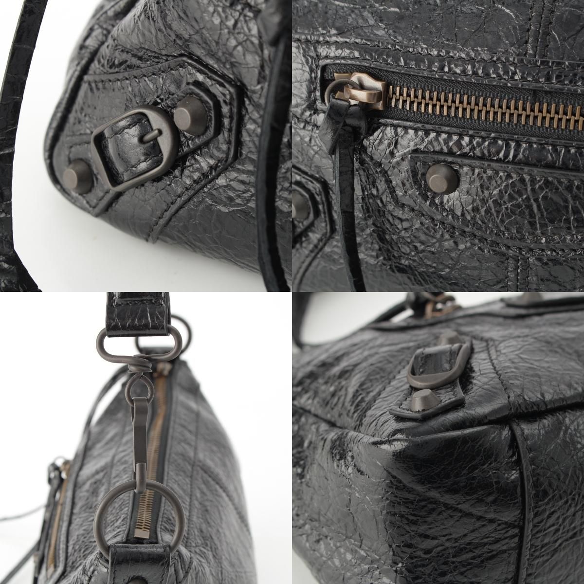 Balenciaga le City Moto Leather Mini 2-Way Handbag Black — view 9