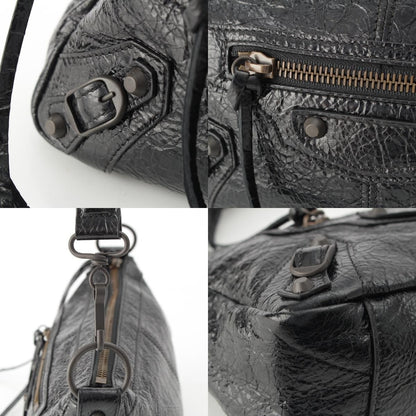 Balenciaga le City Moto Leather Mini 2-Way Handbag Black — view 9