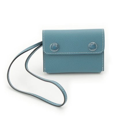 Hermes Snap Epsom Series Card Case New Blue Jean