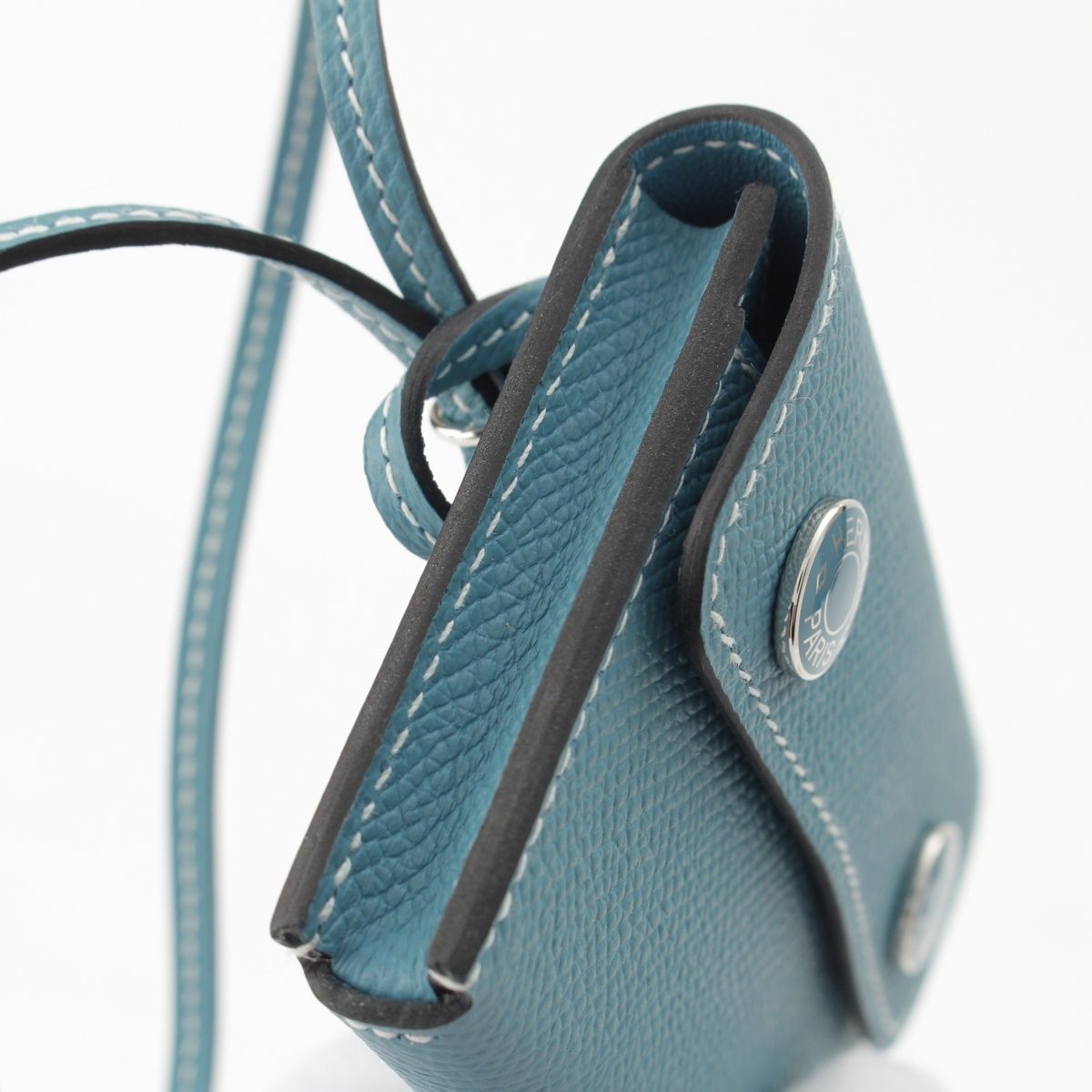 Hermes Snap Epsom Series Card Case New Blue Jean — view 8