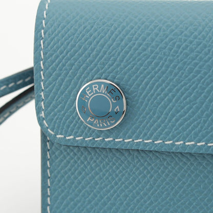 Hermes Snap Epsom Series Card Case New Blue Jean — view 7