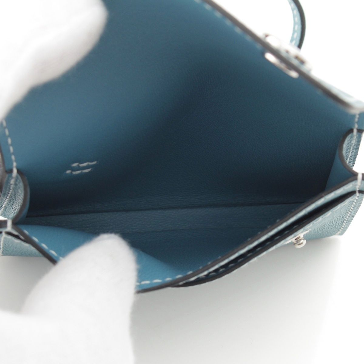 Hermes Snap Epsom Series Card Case New Blue Jean — view 5