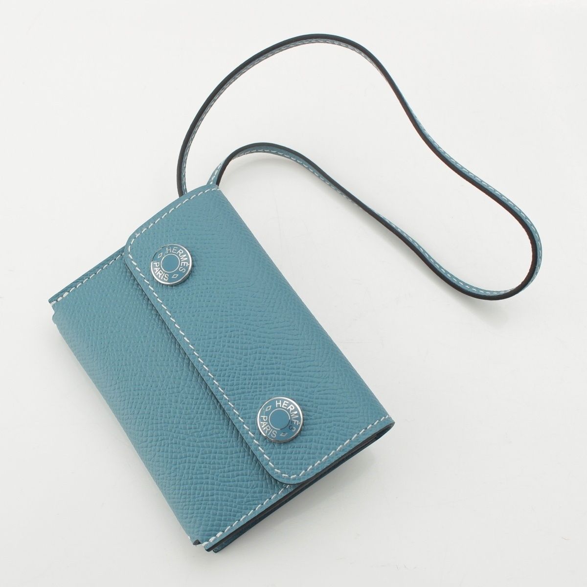 Hermes Snap Epsom Series Card Case New Blue Jean — view 4