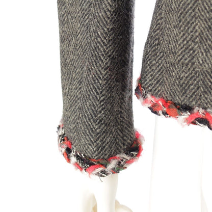 Chanel Wool Silk Trim Lion Button Terre Jacket Top Gray Red 38 — view 6