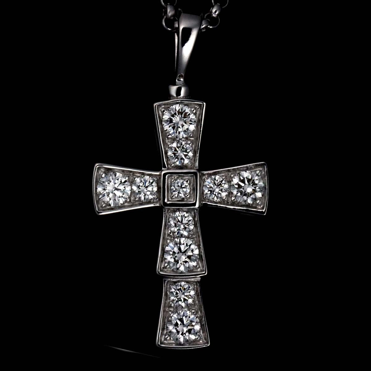 Bvlgari Serpenti Small Cross Diamond Necklace 50 cm 18k WG White Gold — view 7