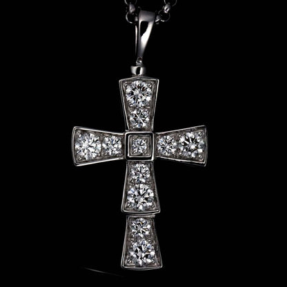 Bvlgari Serpenti Small Cross Diamond Necklace 50 cm 18k WG White Gold — view 7