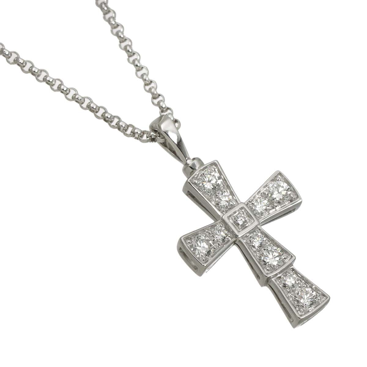 Bvlgari Serpenti Small Cross Diamond Necklace 50 cm 18k WG White Gold — view 3