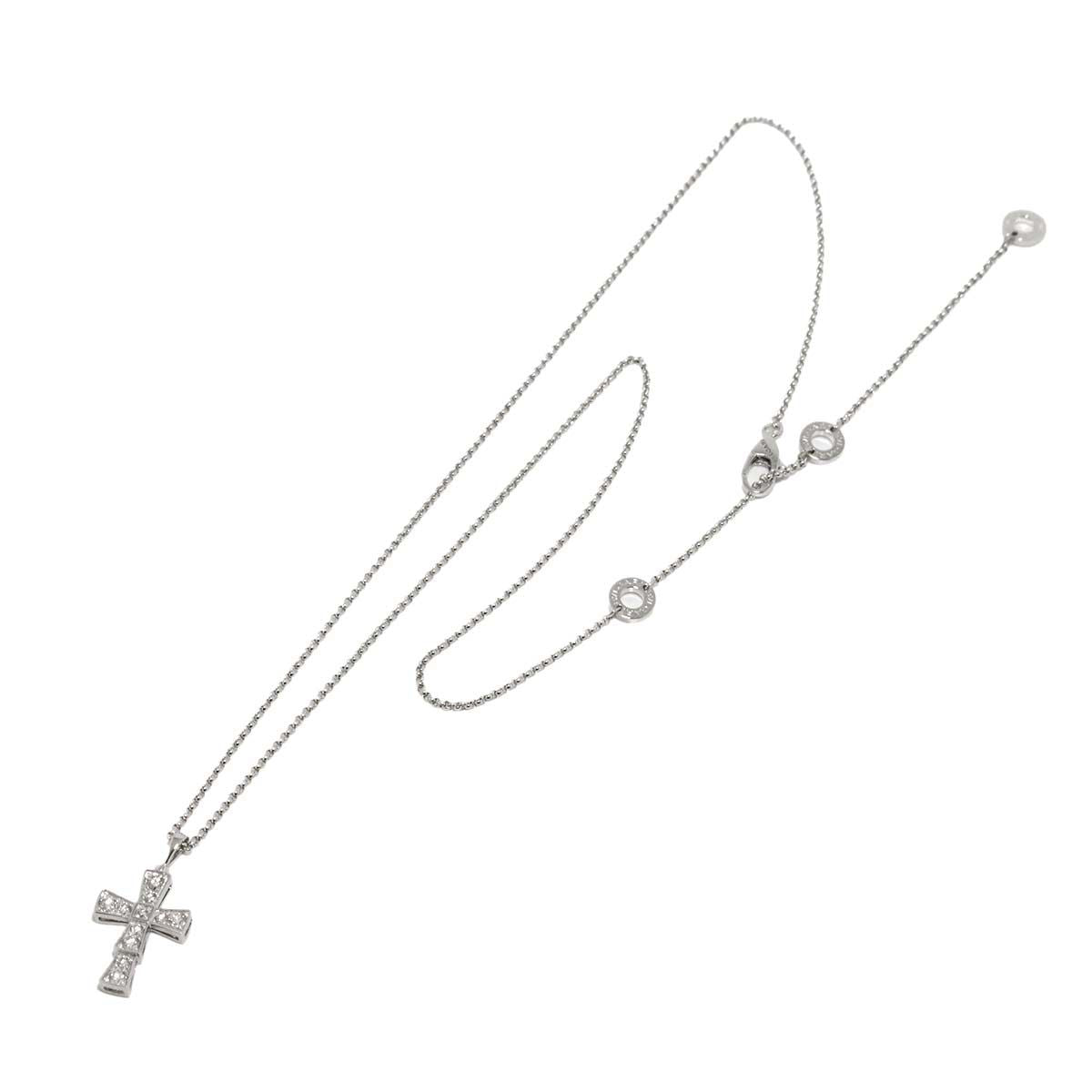 Bvlgari Serpenti Small Cross Diamond Necklace 50 cm 18k WG White Gold — view 2