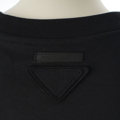 Prada Cotton Triangle Logo Cropped Short Sleeve Top Black XS — view 8