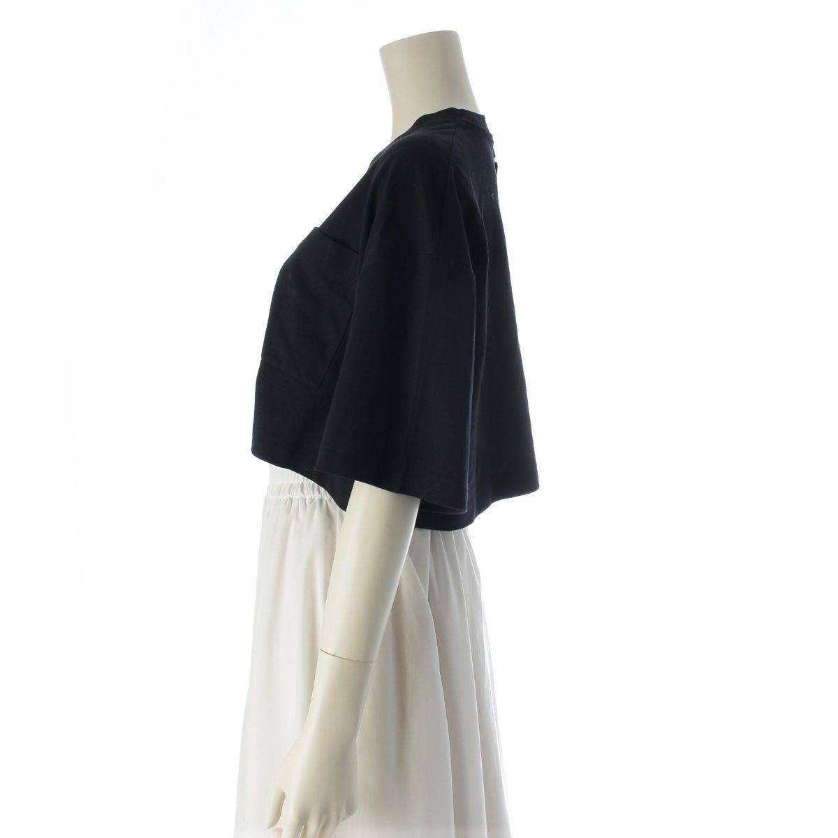Prada Cotton Triangle Logo Cropped Short Sleeve Top Black XS — view 3