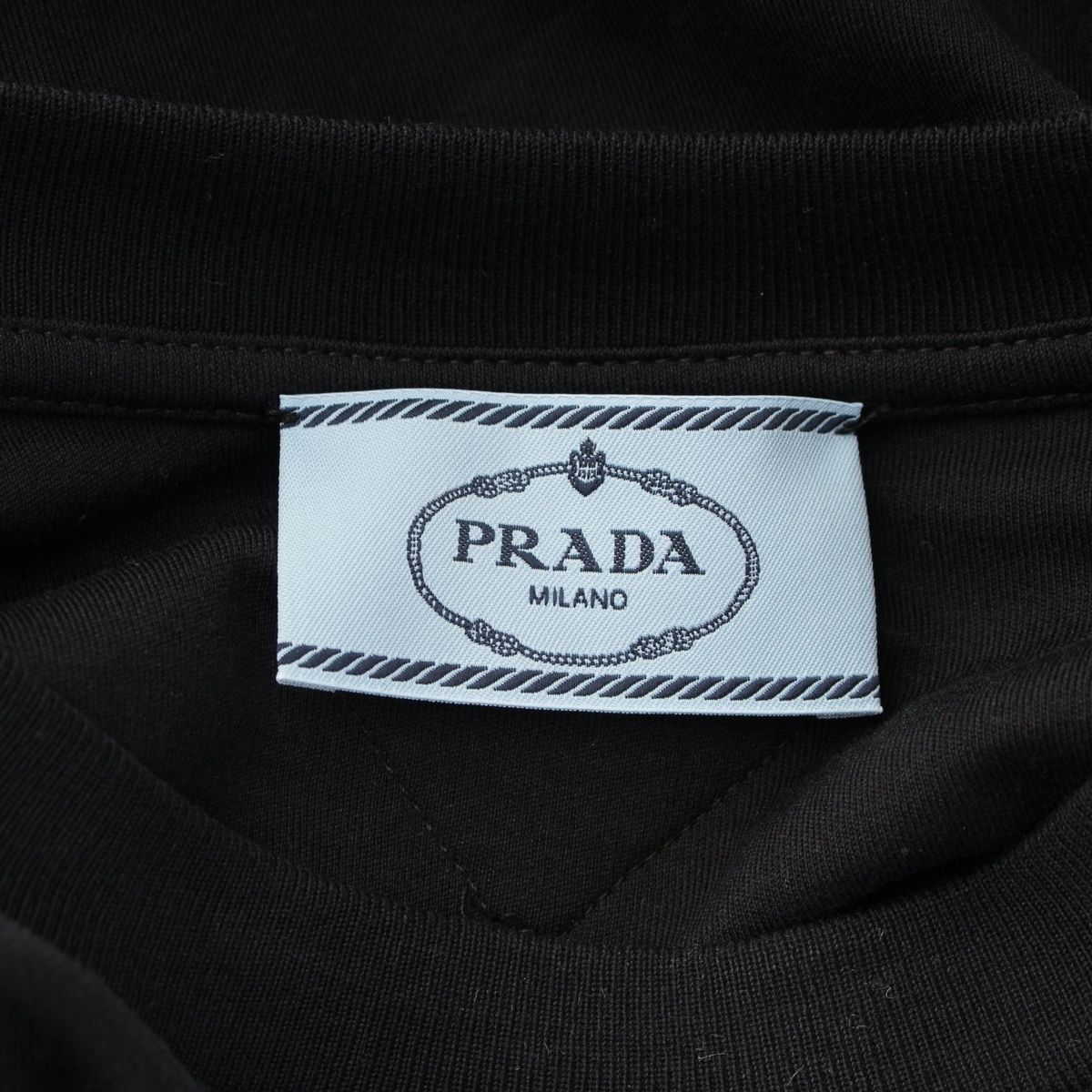 Prada Cotton Triangle Logo Cropped Short Sleeve Top Black XS — view 9