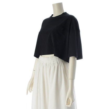 Prada Cotton Triangle Logo Cropped Short Sleeve Top Black XS — view 2
