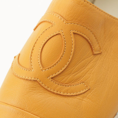 Chanel Leather CC Logo Espadrille Shoes Yellow Orange — view 9
