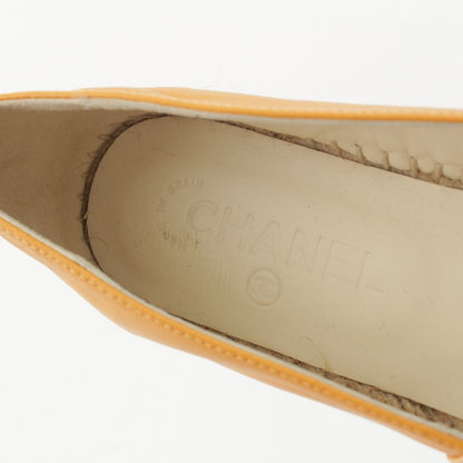Chanel Leather CC Logo Espadrille Shoes Yellow Orange — view 7