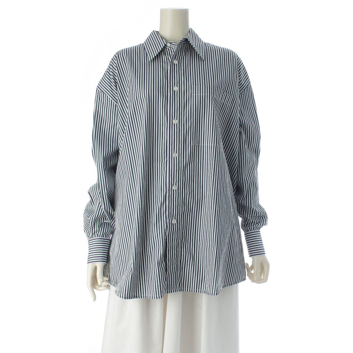 Bottega Veneta Cotton Striped Oversize Long Sleeve Shirt Top Multi Color 34