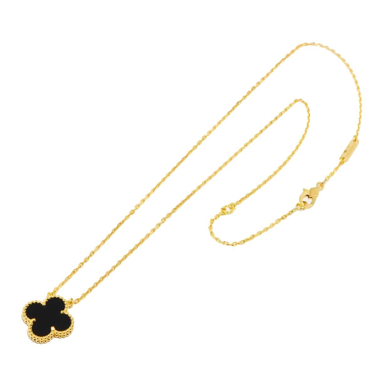 Van Cleef & Arpels Vintage Alhambra Onyx Necklace 42 cm 18k YG — view 2
