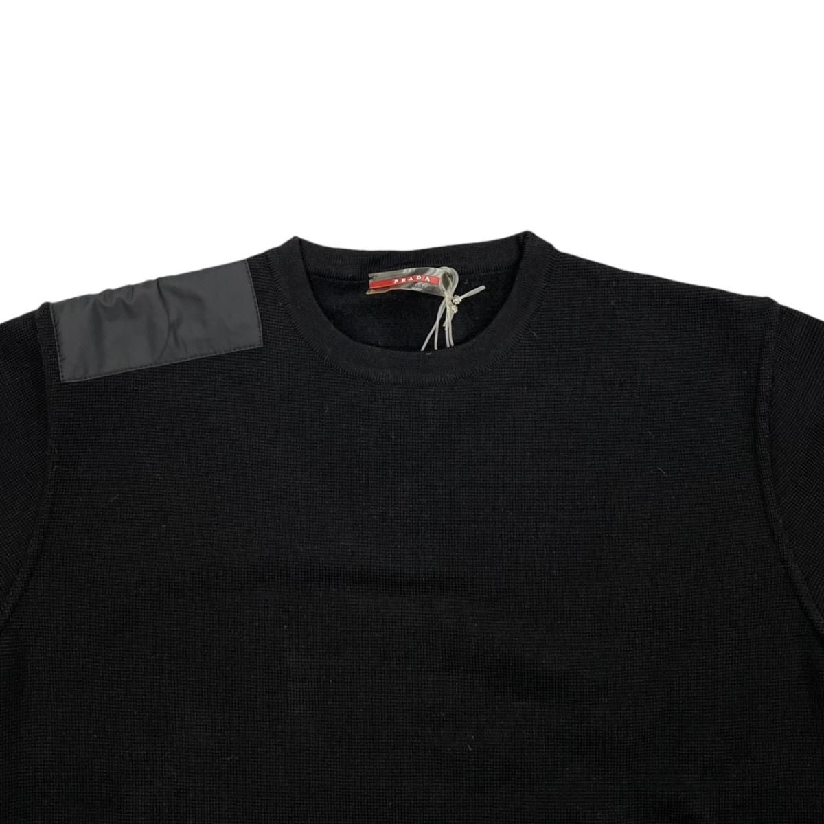 Prada Sweatshirt Shirt Logo Tag 48 Wool Nylon Black — view 3