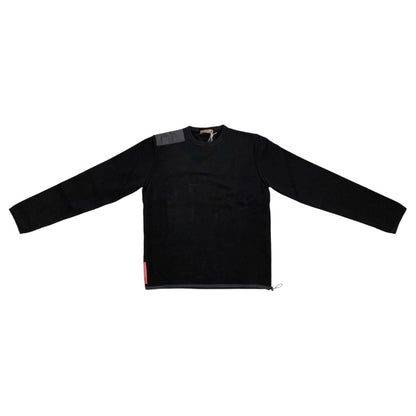 Prada Sweatshirt Shirt Logo Tag 48 Wool Nylon Black