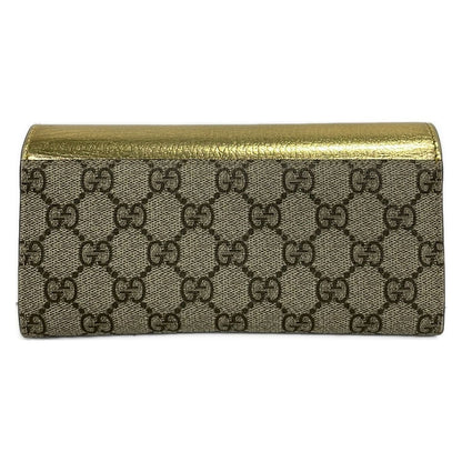 Gucci Wallet GG Marmont Gold Beige Dark Brown Limited Edition Leather — view 2
