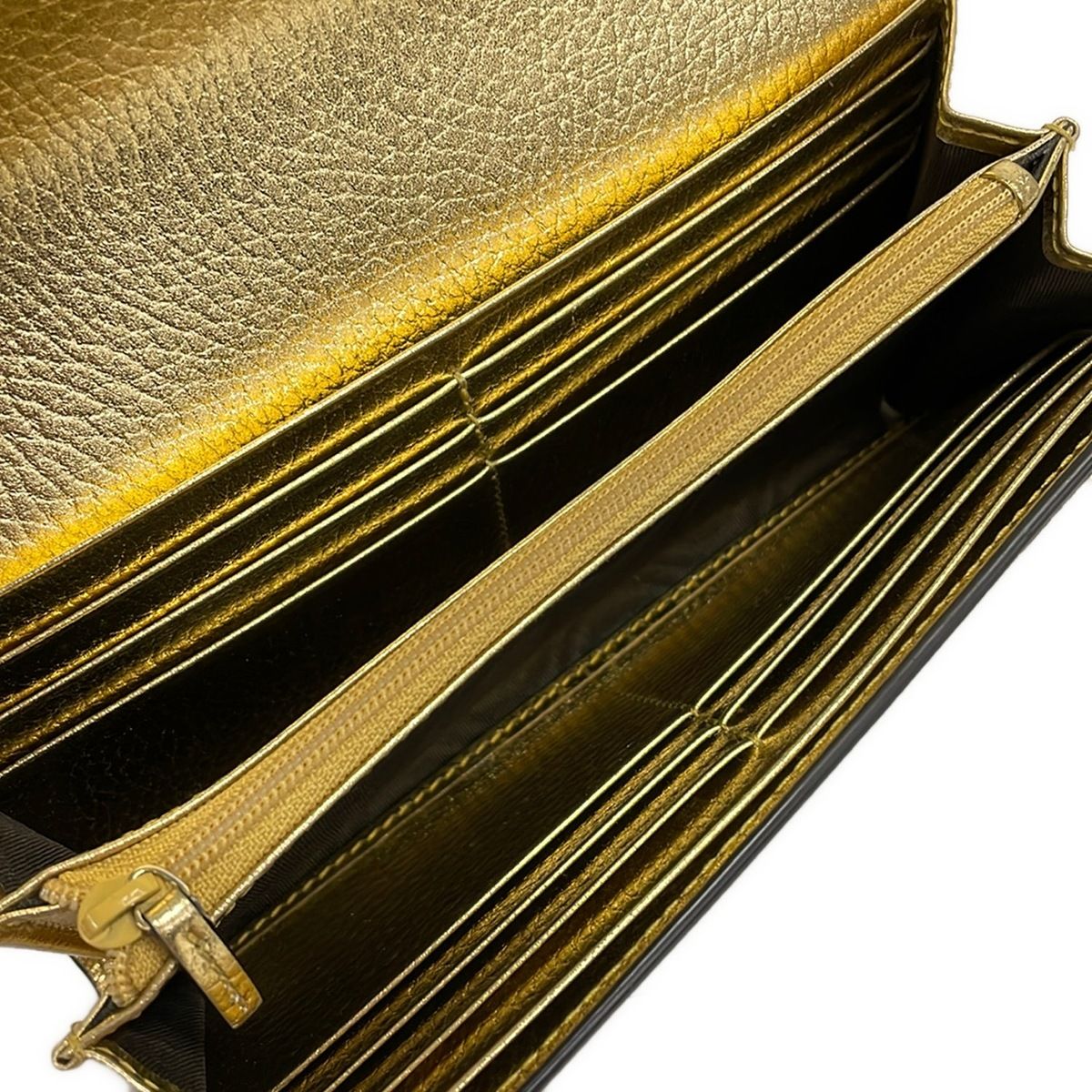 Gucci Wallet GG Marmont Gold Beige Dark Brown Limited Edition Leather — view 4