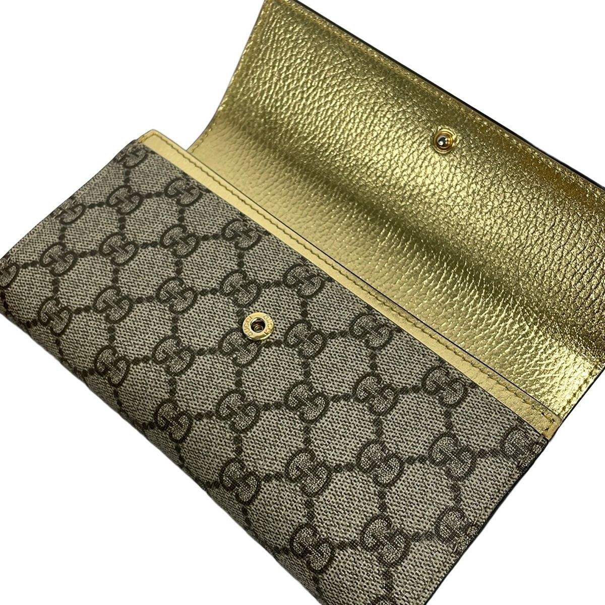 Gucci Wallet GG Marmont Gold Beige Dark Brown Limited Edition Leather — view 3