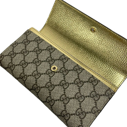 Gucci Wallet GG Marmont Gold Beige Dark Brown Limited Edition Leather — view 3