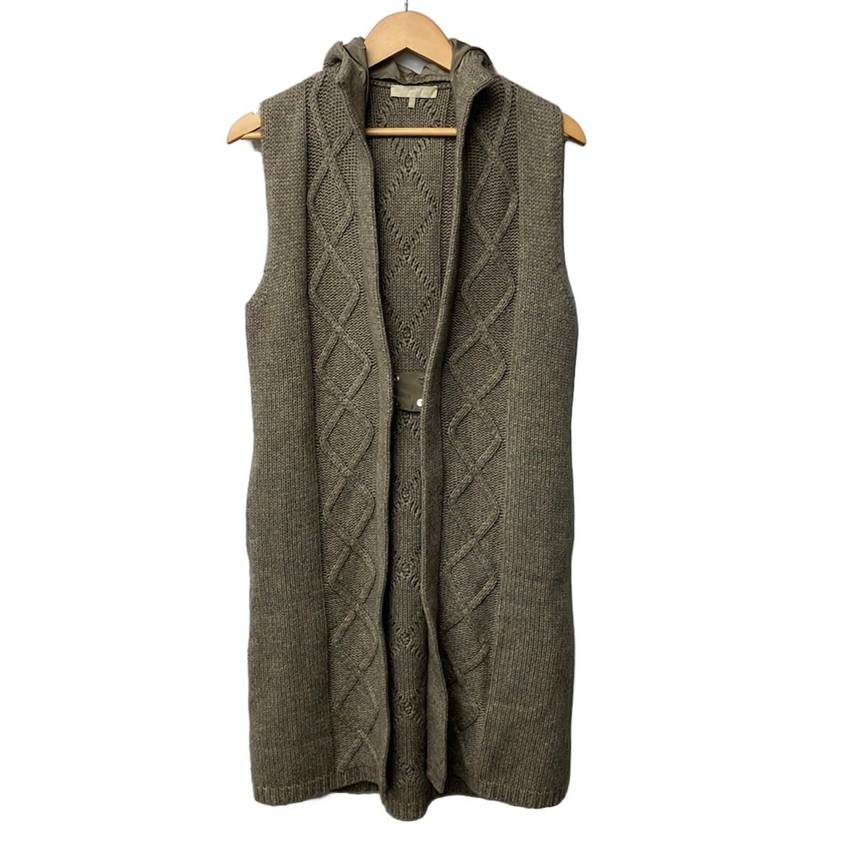 Max Mara S Coat M Gray Beige Sleeveless Knit Autumn Winter