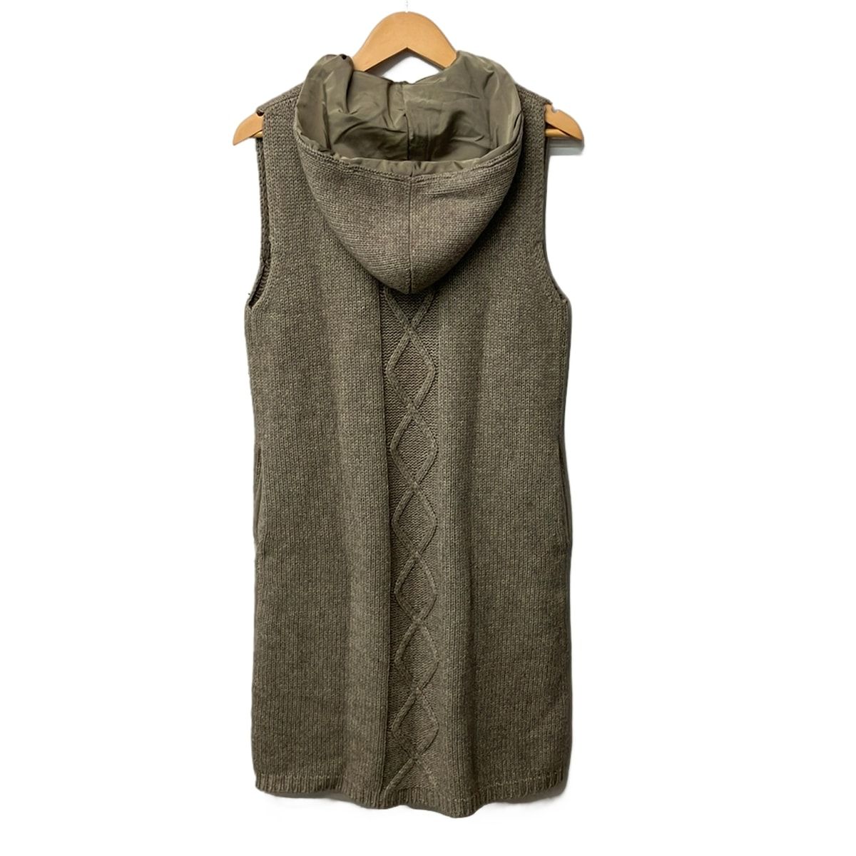 Max Mara S Coat M Gray Beige Sleeveless Knit Autumn Winter — view 2