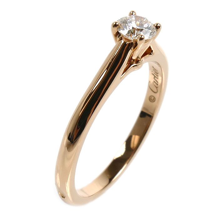 Cartier 18k Pink Gold Solitaire Wedding Ring Diamond — view 2