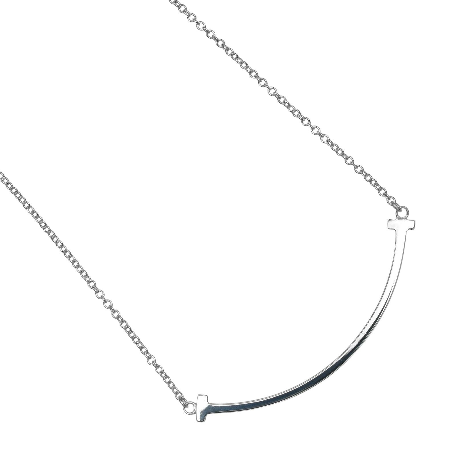 Tiffany & Co T Smile Small 925 Sterling Silver Necklace