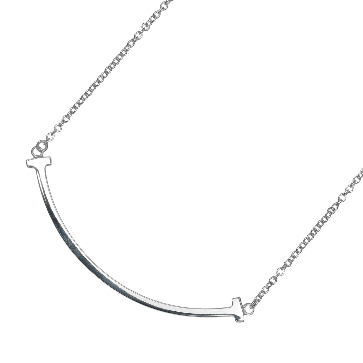 Tiffany & Co T Smile Small 925 Sterling Silver Necklace — view 3