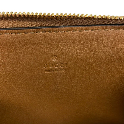 Gucci Card Case GG Emblem Zip Gray Dark Brown L-shaped Zipper Leather with Coin — view 4