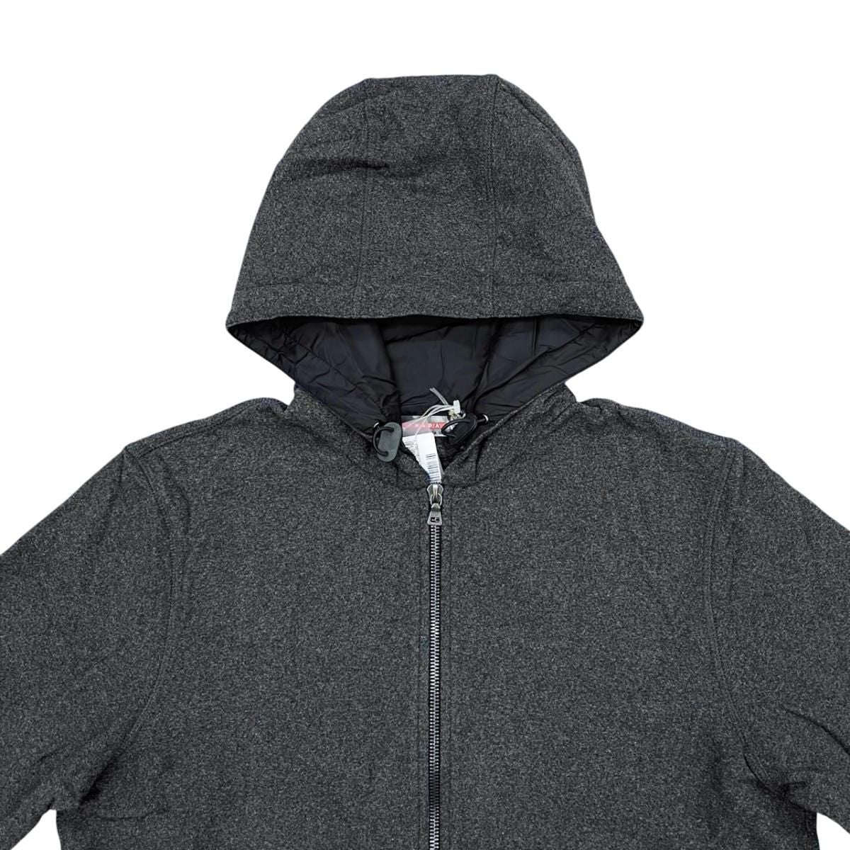 Prada Jamba Logo Tag Hoodie M Polyester Nylon Gray Black — view 3