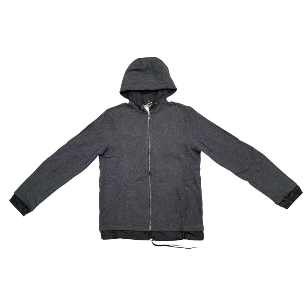 Prada Jamba Logo Tag Hoodie M Polyester Nylon Gray Black