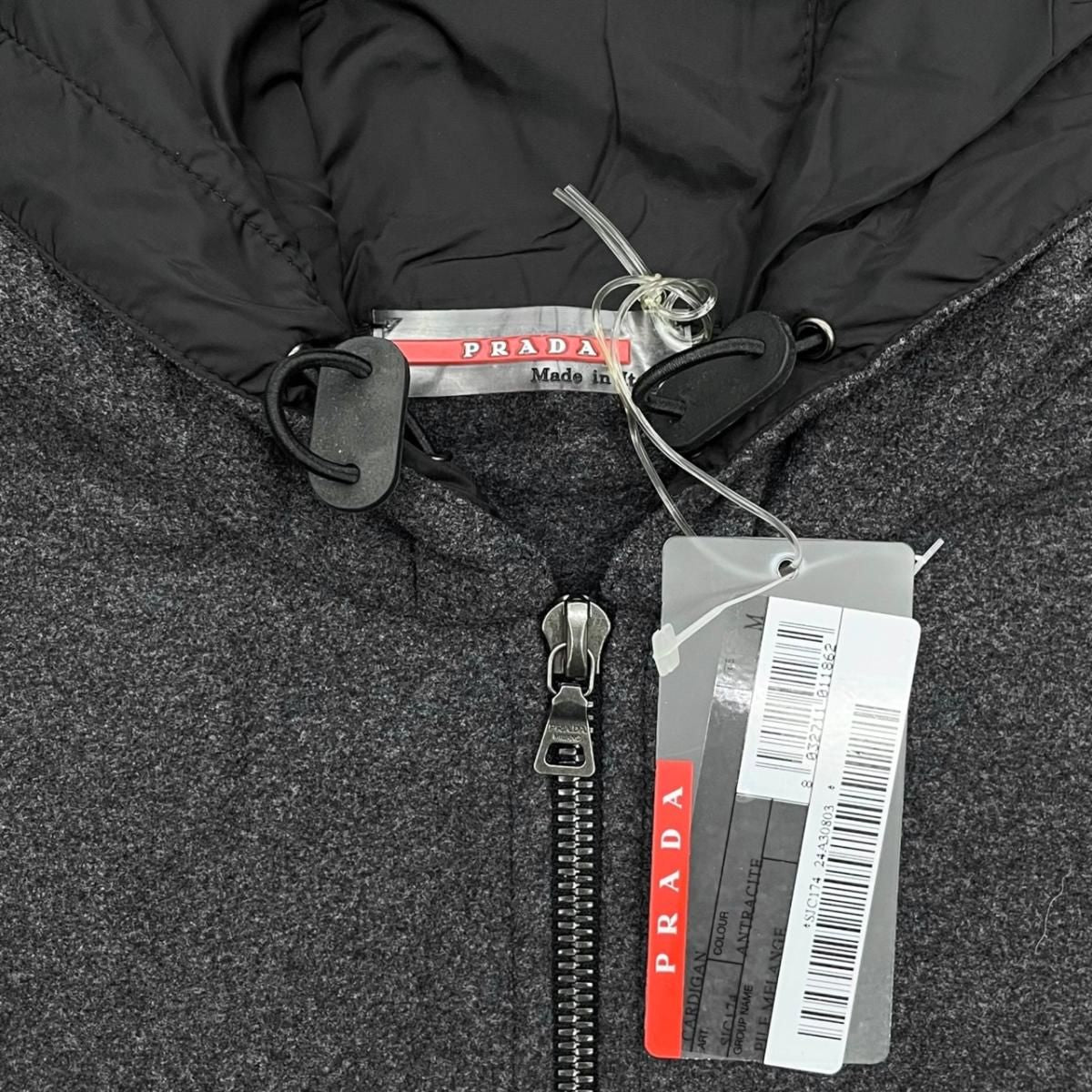 Prada Jamba Logo Tag Hoodie M Polyester Nylon Gray Black — view 8