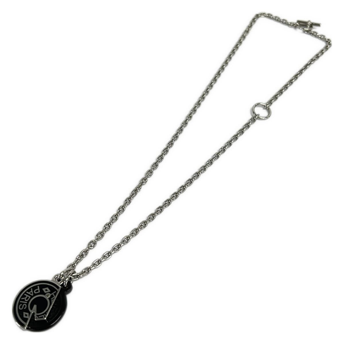 Hermes Necklace Cal Zel Silver Black — view 2