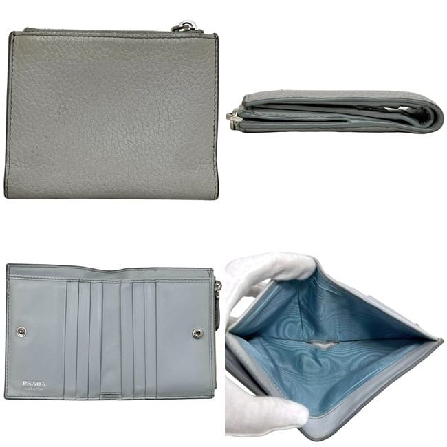 Prada Bifold Wallet Gray Vitello Daino Leather — view 2