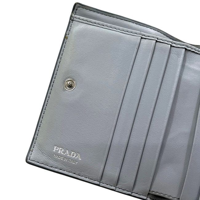 Prada Bifold Wallet Gray Vitello Daino Leather — view 9