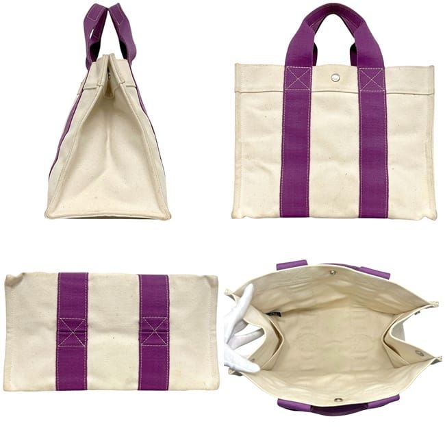 Hermes Tote Bora PM White Purple Canvas — view 2