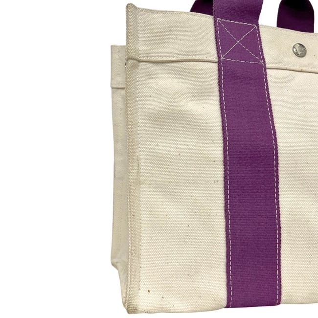 Hermes Tote Bora PM White Purple Canvas — view 8