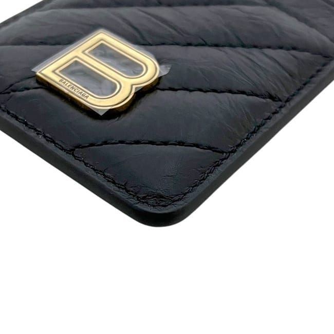 Balenciaga Card Case Magnet Holder Black Quilted Leather — view 5