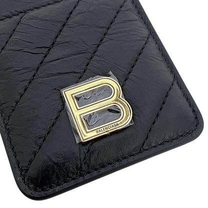Balenciaga Card Case Magnet Holder Black Quilted Leather — view 6