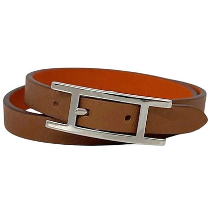 Hermes Bracelet Double Tour Behapi Orange Brown Hapi Leather Swift — view 4