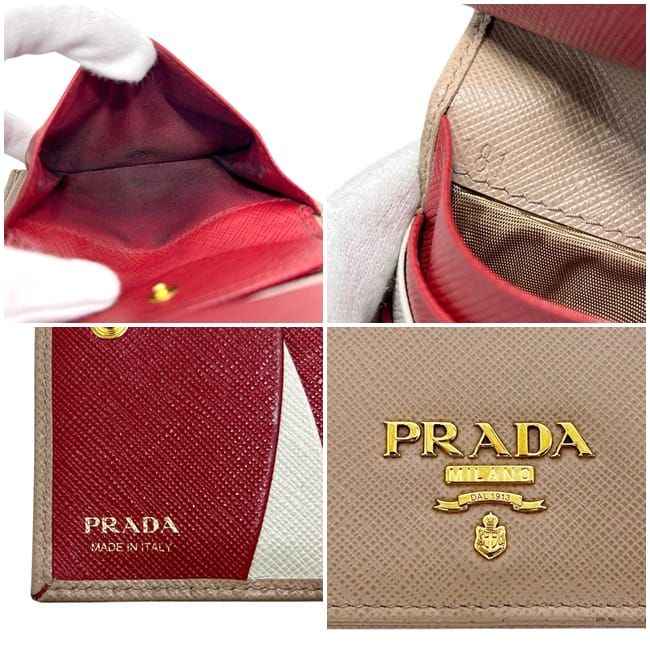 Prada Bifold Wallet Beige Saffiano Leather — view 3