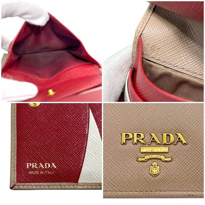Prada Bifold Wallet Beige Saffiano Leather — view 3